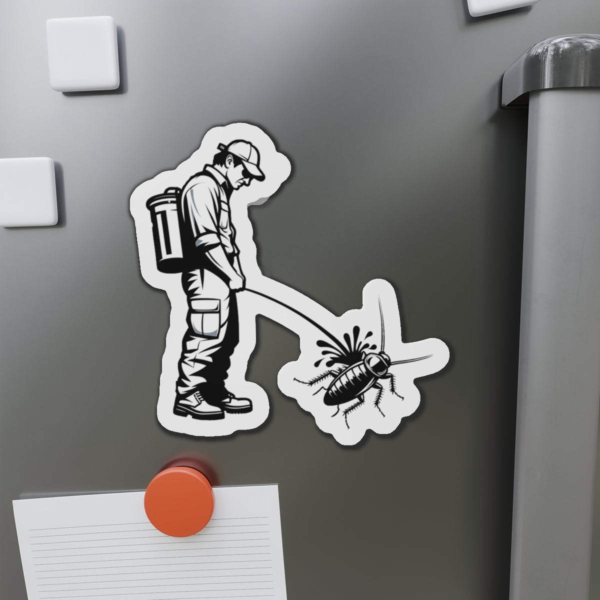 Peeing on Cockroach Die-Cut Magnets