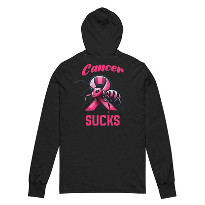 CANCER SUCKS *YOUR LOGO ADDED* Hooded long-sleeve tee